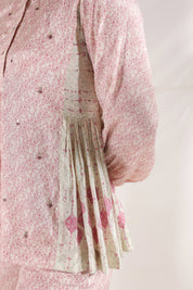 Women Pink Viscose Santoon Digital Printed Fabric Co-Ord Set with Hand Work