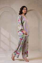 Nyaro Signature Pastel Floral Co-ord Set in Viscose Santoon