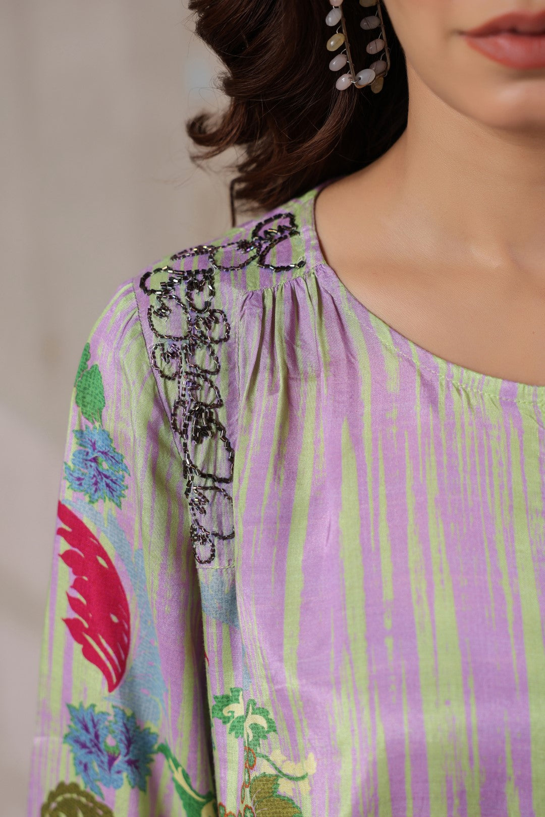 Nyaro Signature Pastel Floral Co-ord Set in Viscose Santoon