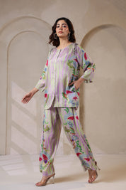 Nyaro Signature Pastel Floral Co-ord Set in Viscose Santoon