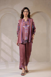 Nyaro Signature Wine Printed Co-ord Set in Viscose Santoon