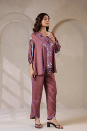 Nyaro Signature Wine Printed Co-ord Set in Viscose Santoon