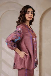 Nyaro Signature Wine Printed Co-ord Set in Viscose Santoon