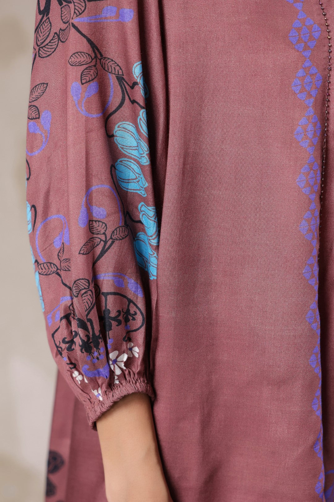 Nyaro Signature Wine Printed Co-ord Set in Viscose Santoon