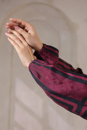 Nyaro Signature Abstract Print Maroon Co-ord Set