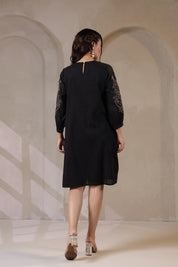 Nyaro Signature Cotton Dobby Black Dress