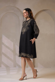 Nyaro Signature Cotton Dobby Black Dress