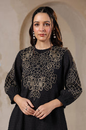 Nyaro Signature Cotton Dobby Black Dress