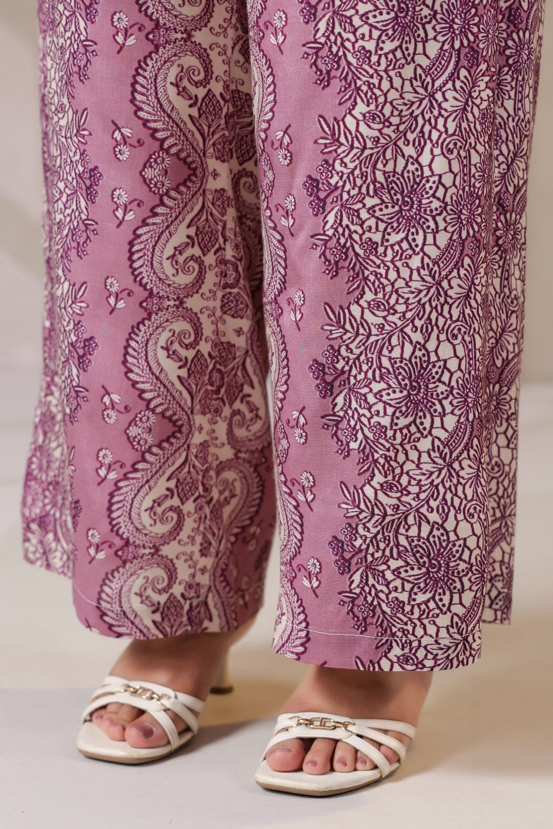 Nyaro Signature Mauve Printed Co-ord Set in Viscose Santoon