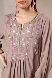 Nyaro Signature Cotton Flex Embroidered Short Dress – Mauve