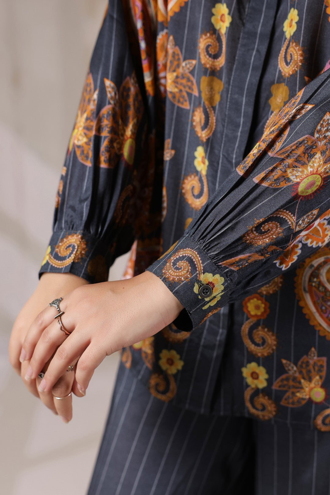 Nyaro Signature Paisley Print Black Co-ord Set