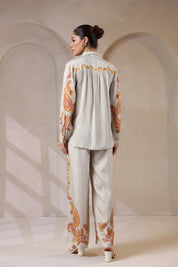 Nyaro Signature Paisley Print Ivory Co-ord Set