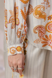 Nyaro Signature Paisley Print Ivory Co-ord Set