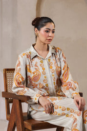 Nyaro Signature Paisley Print Ivory Co-ord Set
