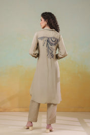 Women’s Viscose Shantoon Sap Green Color Embroidered Co-Ord Set