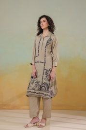 Women’s Viscose Shantoon Sap Green Color Embroidered Co-Ord Set