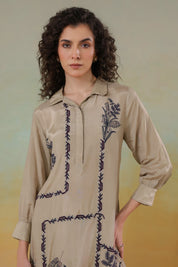 Women’s Viscose Shantoon Sap Green Color Embroidered Co-Ord Set