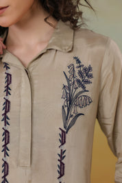 Women’s Viscose Shantoon Sap Green Color Embroidered Co-Ord Set