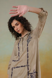 Women’s Viscose Shantoon Sap Green Color Embroidered Co-Ord Set