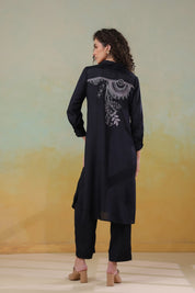 Women’s Viscose Black Color Embroidered Co-Ord Set