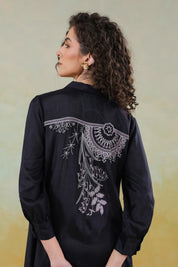 Women’s Viscose Black Color Embroidered Co-Ord Set