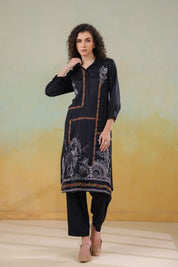 Women’s Viscose Black Color Embroidered Co-Ord Set