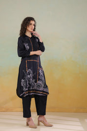 Women’s Viscose Black Color Embroidered Co-Ord Set