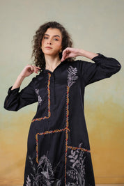 Women’s Viscose Black Color Embroidered Co-Ord Set