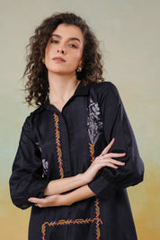Women’s Viscose Black Color Embroidered Co-Ord Set