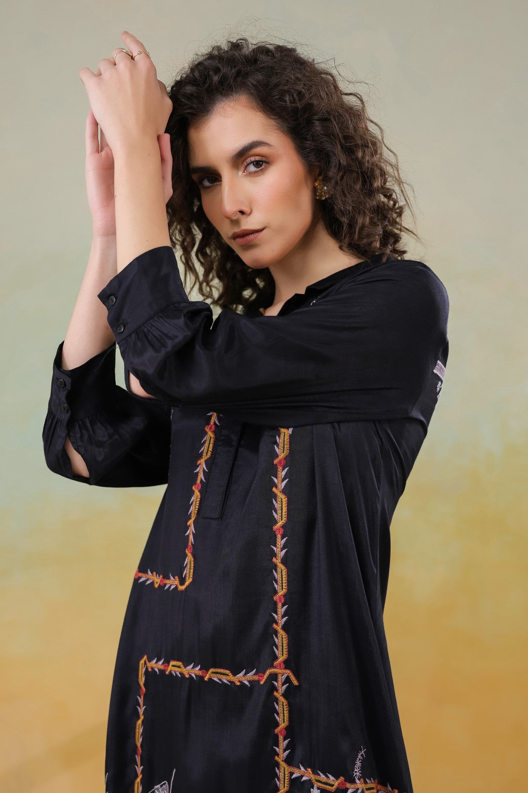 Women’s Viscose Black Color Embroidered Co-Ord Set