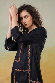 Women’s Viscose Black Color Embroidered Co-Ord Set