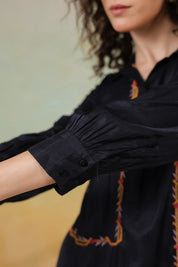 Women’s Viscose Black Color Embroidered Co-Ord Set