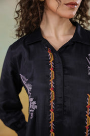 Women’s Viscose Black Color Embroidered Co-Ord Set
