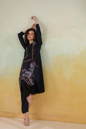 Women’s Viscose Black Color Embroidered Co-Ord Set