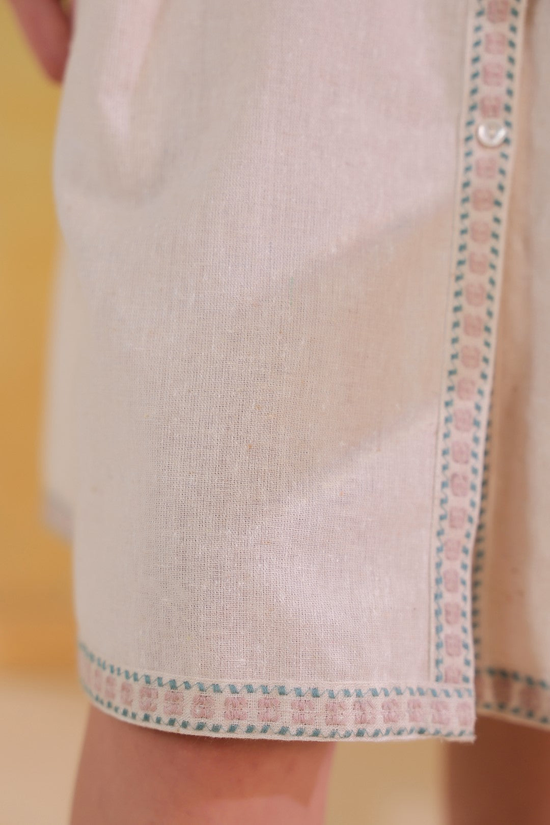 Nyaro Signature Cotton Flex Floral Embroidered Dress – Off White