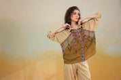 Women’s Viscose Santoon Beige Color Embroidered Co-Ord Set: