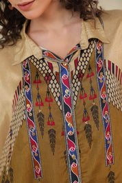 Women’s Viscose Santoon Beige Color Embroidered Co-Ord Set: