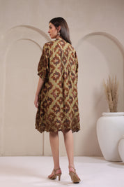 Women's Green Embroidered & Beads Work Rayon Mini Dress