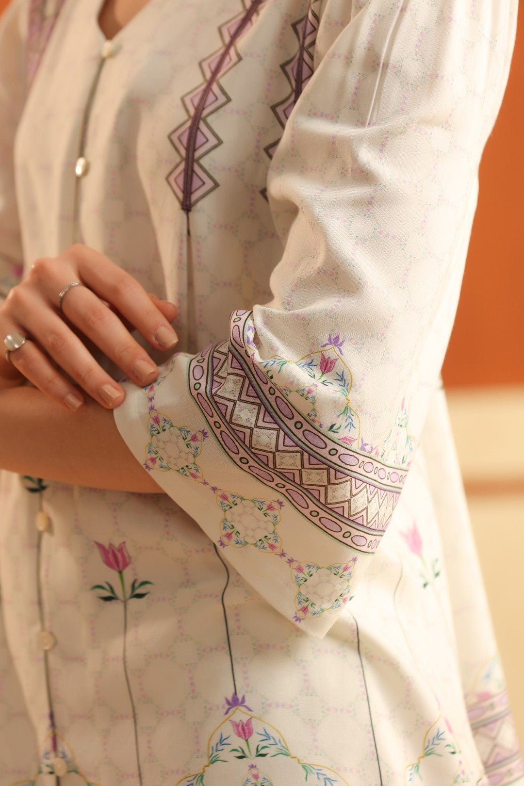 Nyaro Ivory Floral Printed Viscose Co - Ord Set for Women - Nyaro