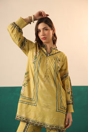 Nyaro Mustard Floral Printed Viscose Co - Ord Set for Women - Nyaro