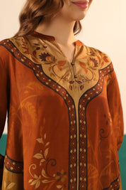 Nyaro Rust Printed Viscose Co - Ord Set for Women - Nyaro