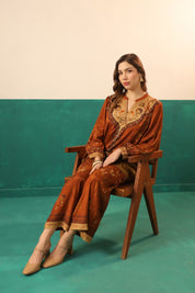 Nyaro Rust Printed Viscose Co - Ord Set for Women - Nyaro