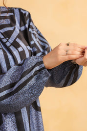 Nyaro Signature Abstract Print Blue Co - ord Set - Nyaro