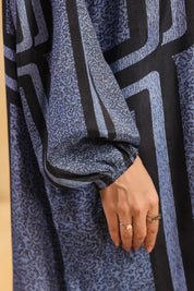 Nyaro Signature Abstract Print Blue Co - ord Set - Nyaro