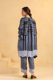 Nyaro Signature Abstract Print Blue Co - ord Set - Nyaro