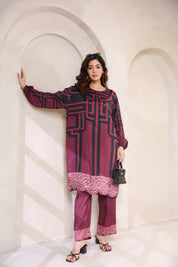 Nyaro Signature Abstract Print Maroon Co - ord Set - Nyaro