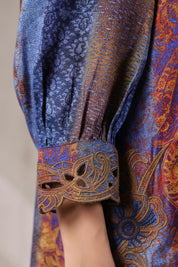 Nyaro Signature Blue Paisley Printed Co - ord Set in Viscose Santoon - Nyaro