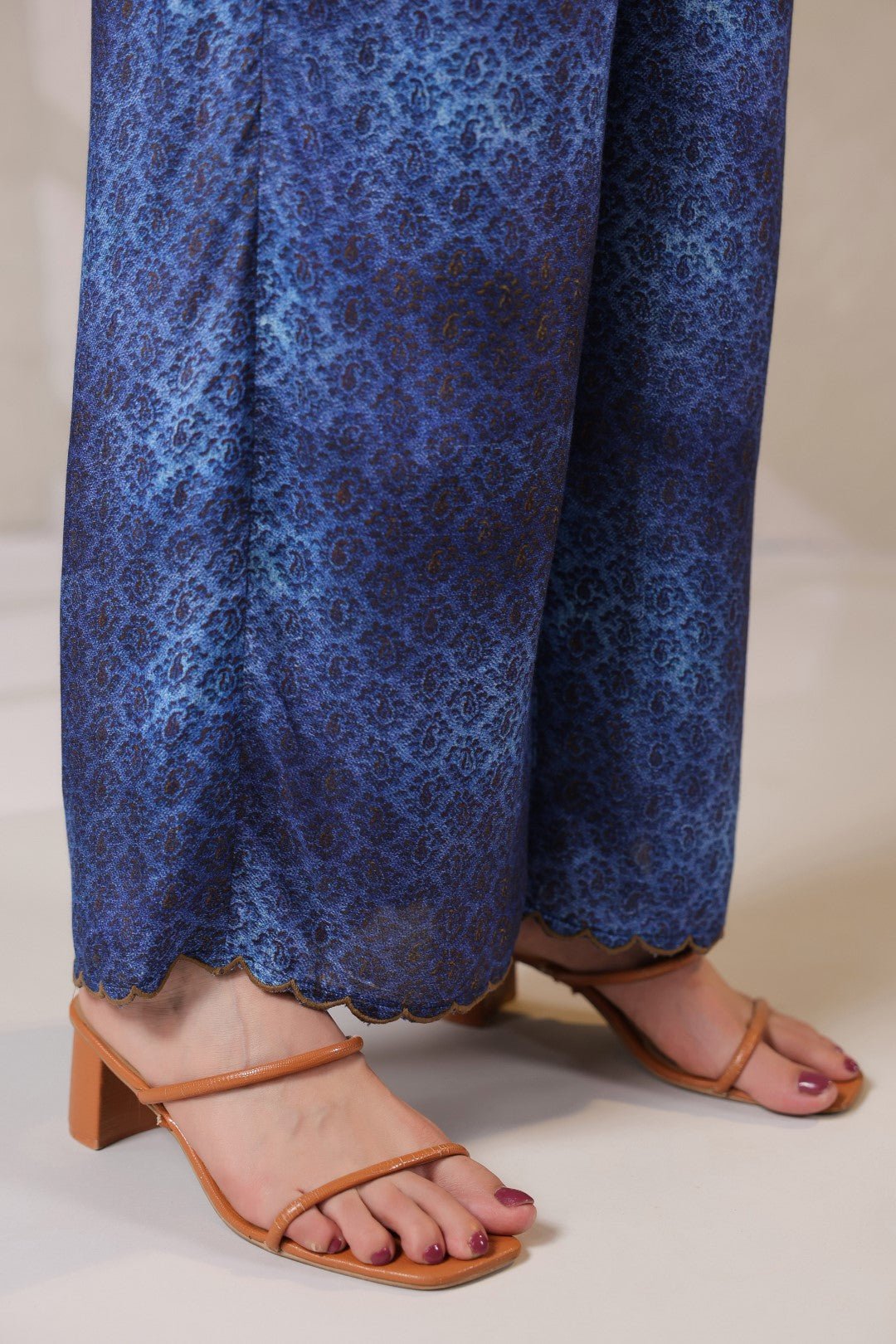 Nyaro Signature Blue Paisley Printed Co - ord Set in Viscose Santoon - Nyaro