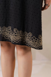 Nyaro Signature Cotton Dobby Black Dress - Nyaro