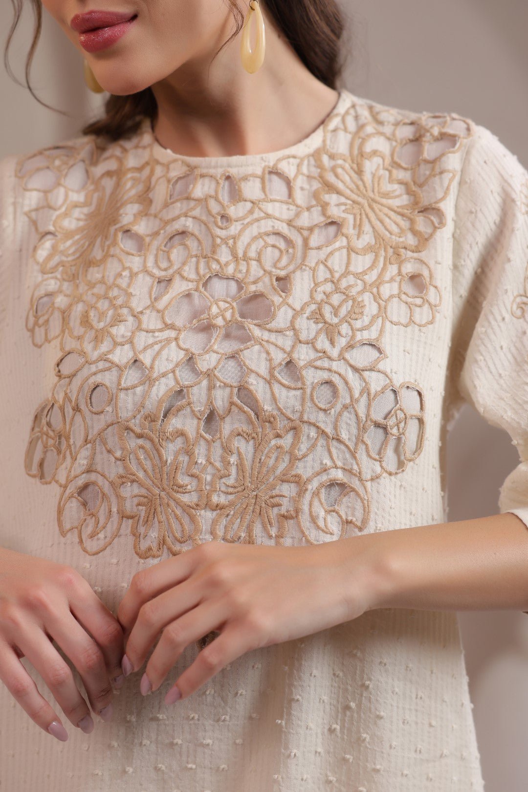 Nyaro Signature Cotton Dobby Embroidered Dress - Nyaro